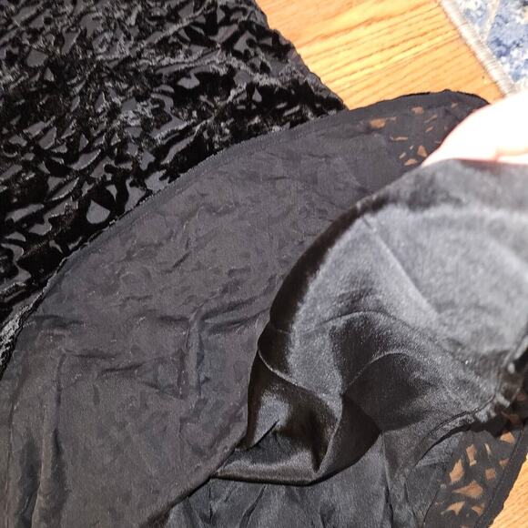 Eileen Fisher BLACK Velvet Vines Burnout Ballet Neck A-line Dress - Picture 7 of 9